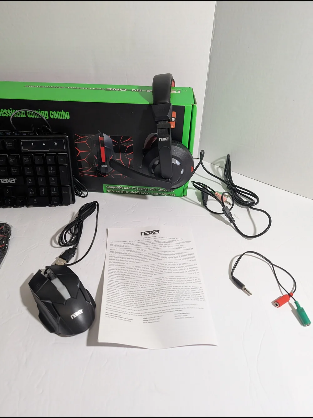 Naxa 4-in-One Professional Gaming Combo - Black and Green